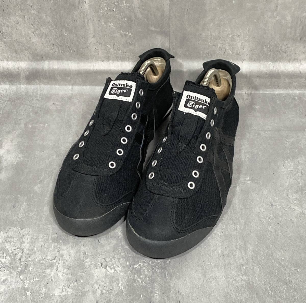 オニツカタイガー Onitsuka Tiger メキシコ66 MEXICO 66 D3K0Q 26cm SLIP-ON スリッポン スニーカー ブラック レディース メンズ USED品拍卖