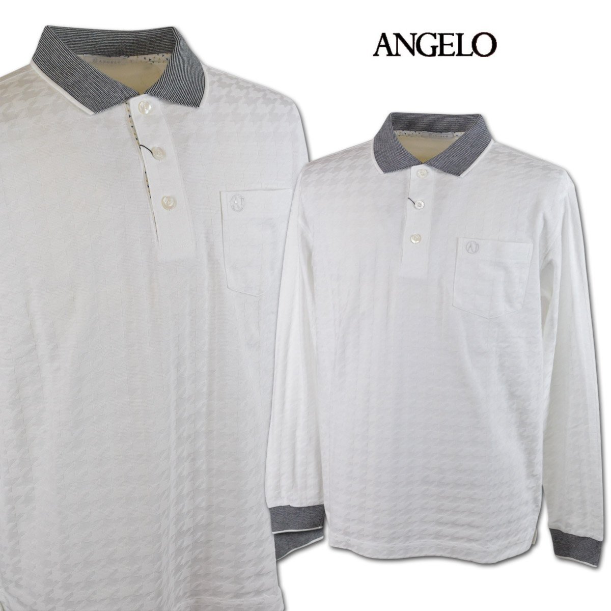 3割引【アンジェロ】メンズ 長袖ポロシャツ LL(50) 白 45-1804-04-01 ANGELO カジュアル ゴルフ おしゃれ かっこいい 大きいサイズ @拍卖