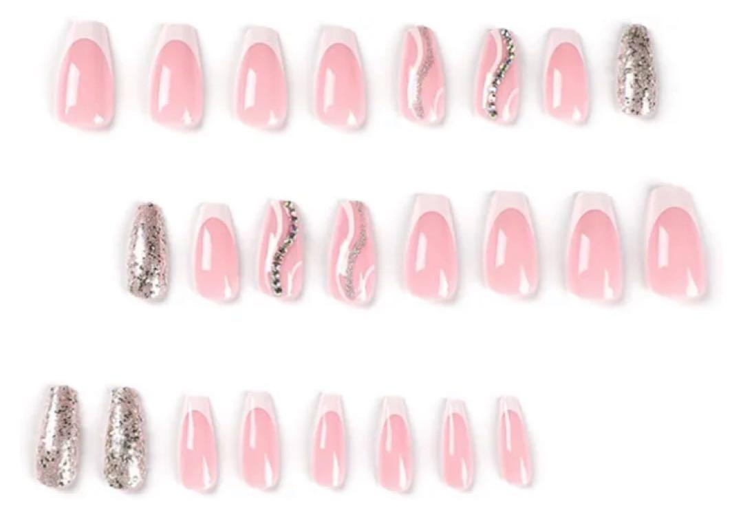 ★最終価格★バタフライネイル ラインストーン フレンチネイル ロング丈 ネイルシート拍卖