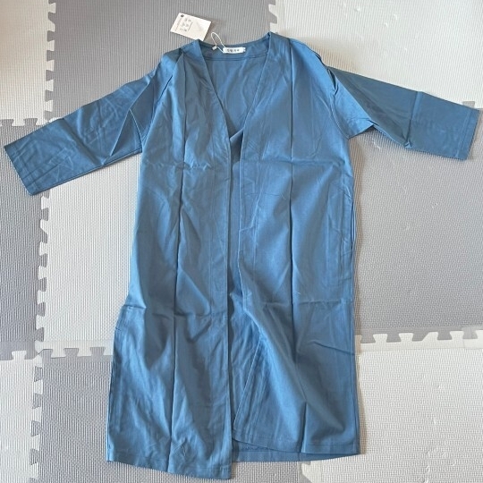 ▲ロングカーディガン 羽織り ブルー デニム色 M拍卖