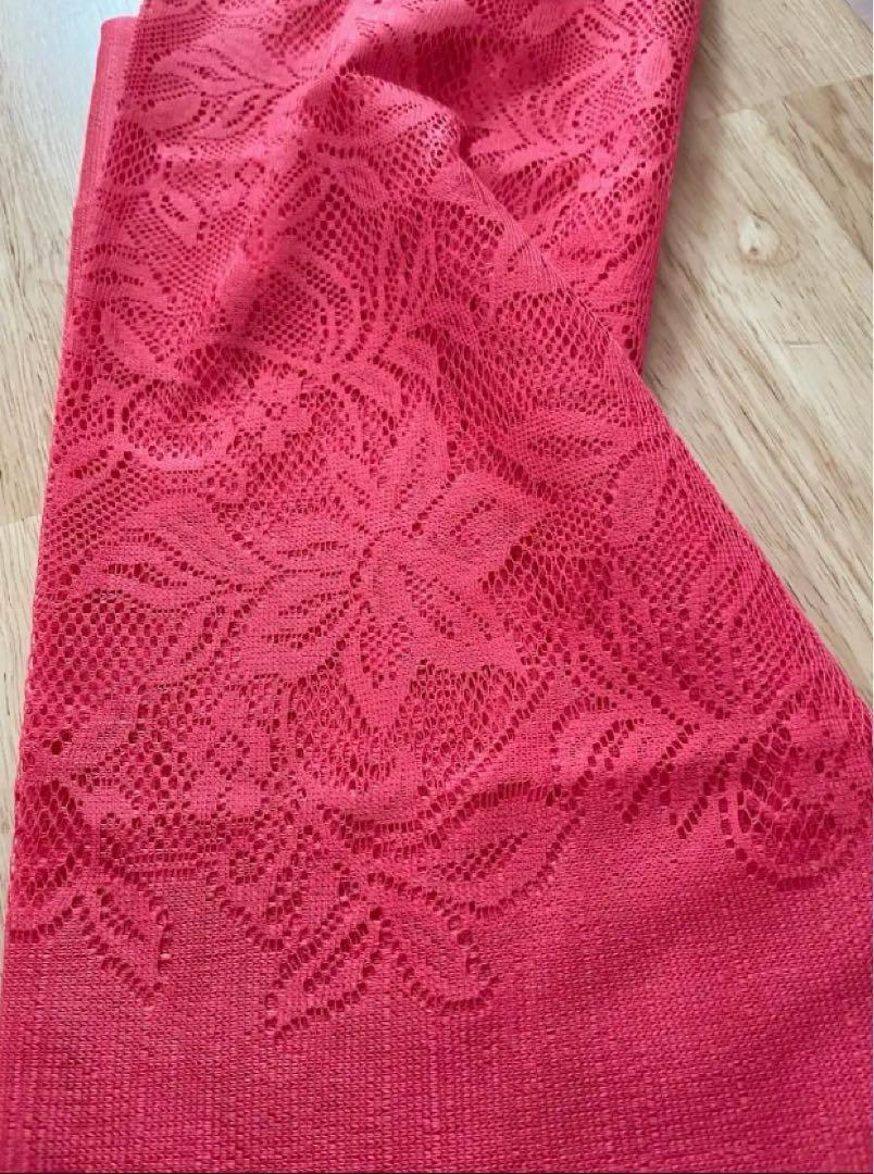 ★★レディース ストール サンゴ色 フリンジ付き拍卖