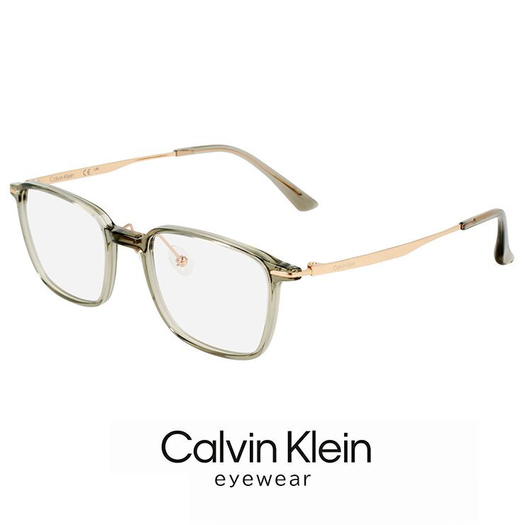 新品 メンズ カルバンクライン メガネ ck23556lb-320 51mm MALE calvin klein 眼鏡 スクエア コンビネーション フレーム クリア オリーブ拍卖