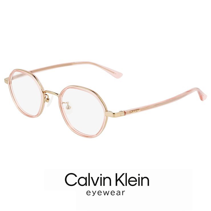 新品 レディース カルバンクライン メガネ ck23123lb-601 48mm calvin klein 眼鏡 可愛い めがね チタン メタル オクタゴン クリア ローズ拍卖