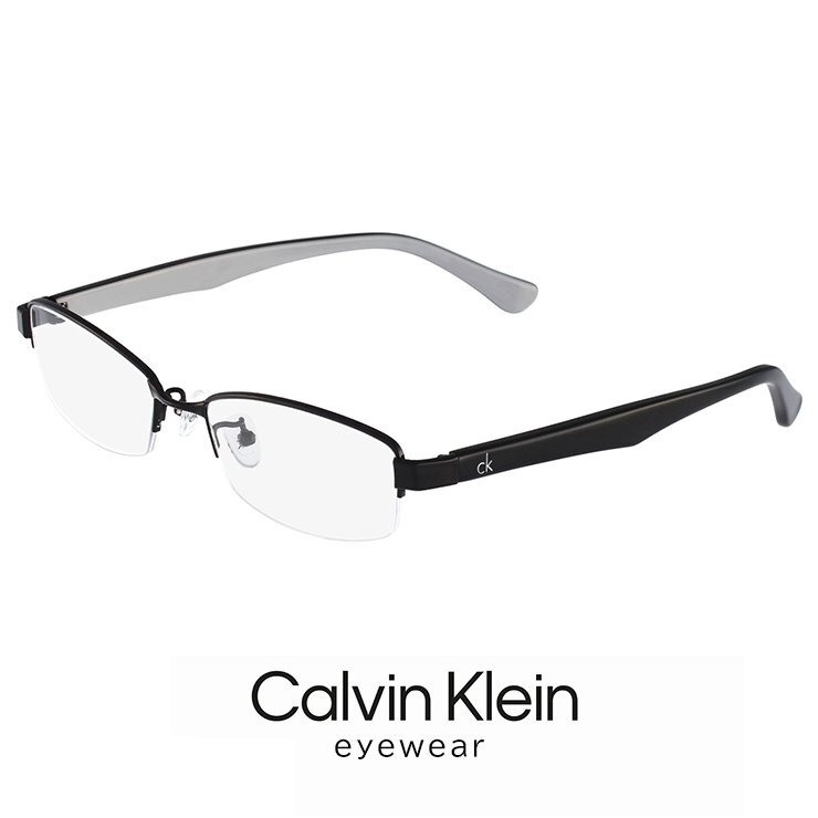 新品 カルバンクライン メンズ メガネ ck5304a-001 calvin klein 眼鏡 ck5304a めがね チタン メタル ナイロール ハーフリム 黒ぶち拍卖