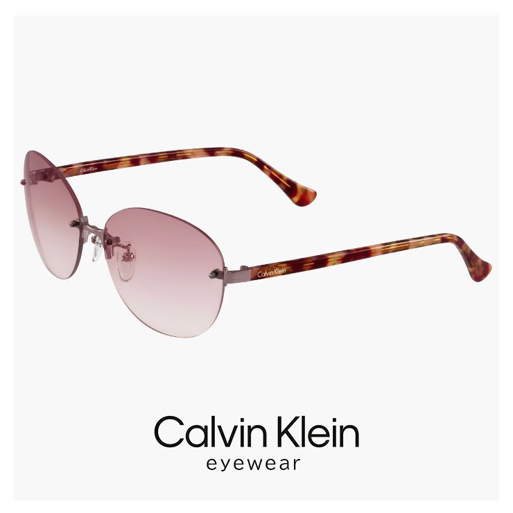 新品 カルバンクライン サングラス ck1223sa 601 calvin klein メンズ レディース オーバル型 ツーポイント 枠なし UVカット UV400拍卖