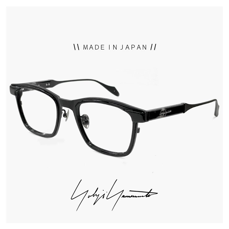 新品 メンズ ヨウジ ヤマモト メガネ 日本製 19-0078 1 c01 51mm Yohji Yamamoto 眼鏡 ウェリントン スクエア 型 黒ぶち 黒縁 セル チタン拍卖