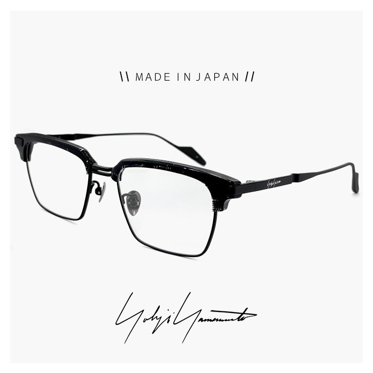 新品 メンズ ヨウジ ヤマモト メガネ 日本製 19-0088 2 c02 52mm Yohji Yamamoto 幅広 眼鏡 サーモント ブロー ウェリントン ベータ チタン拍卖