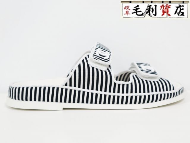 シャネル CHANEL ココマーク サンダル ストライプ キャンバス ブラック ホワイト 24SS G45718 サイズ39C 未使用 【中古】拍卖