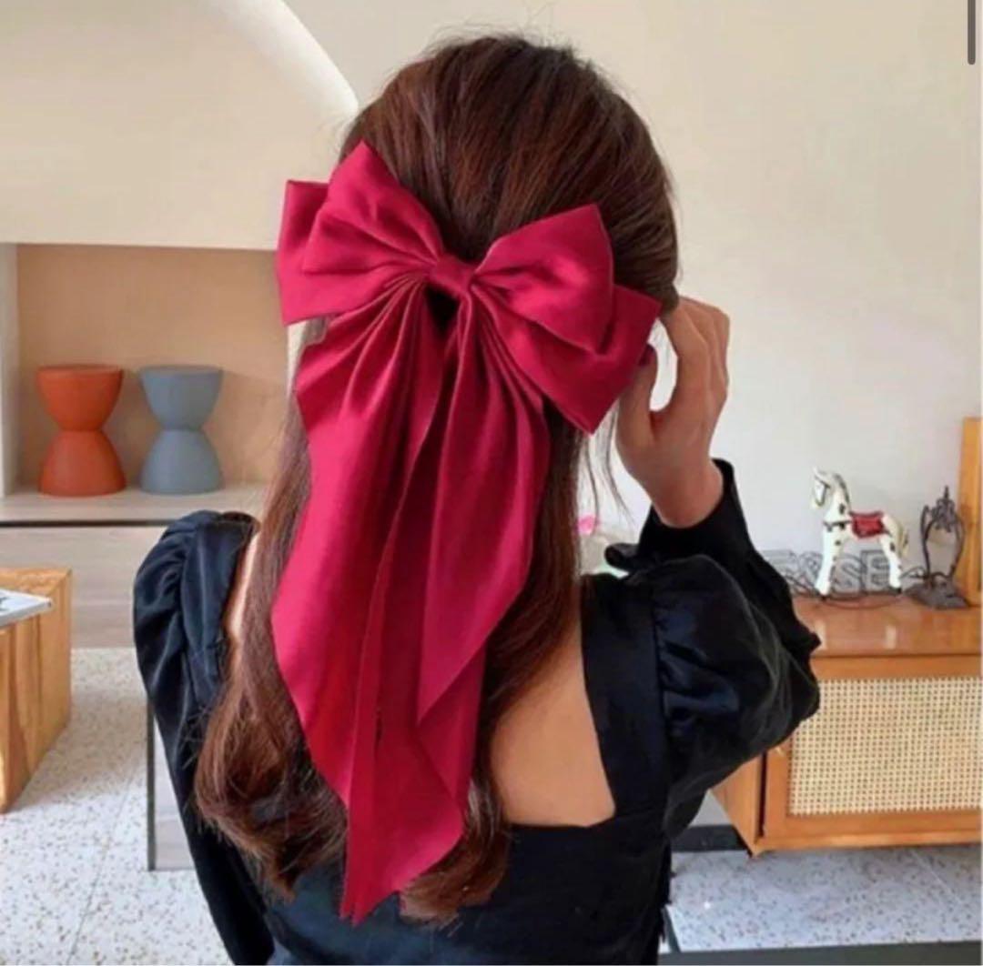 ビッグリボン バレッタ 韓国 ヘアアクセサリー 髪飾りロリータ レッド拍卖