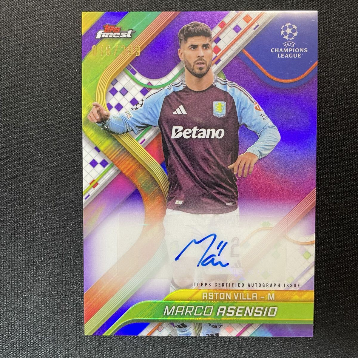 2024-25 Topps Finest UEFA Marco Asensio Auto Aston Villa /299 直筆サインカード マルコ・アセンシオ拍卖