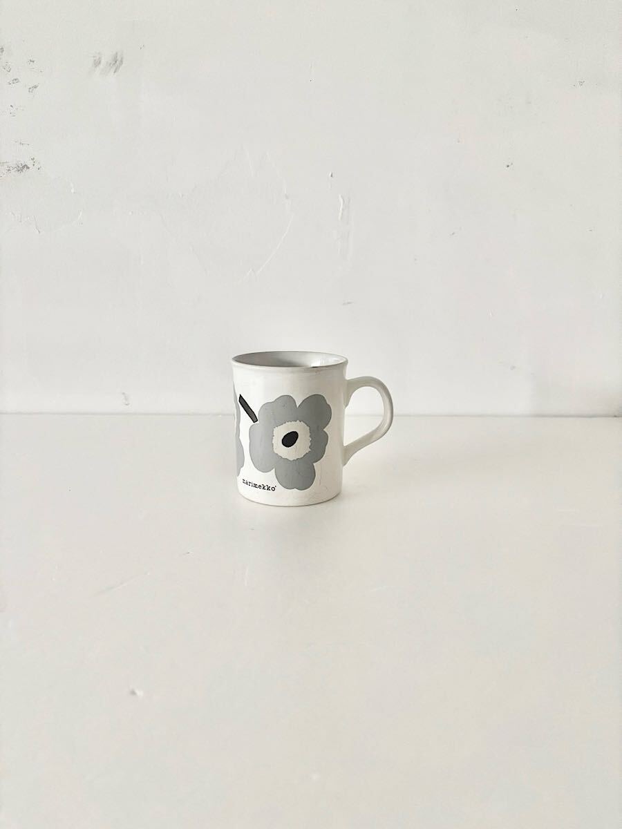 【VINTAGE】marimekko ENGLAND製 マグカップ unikko グレー拍卖