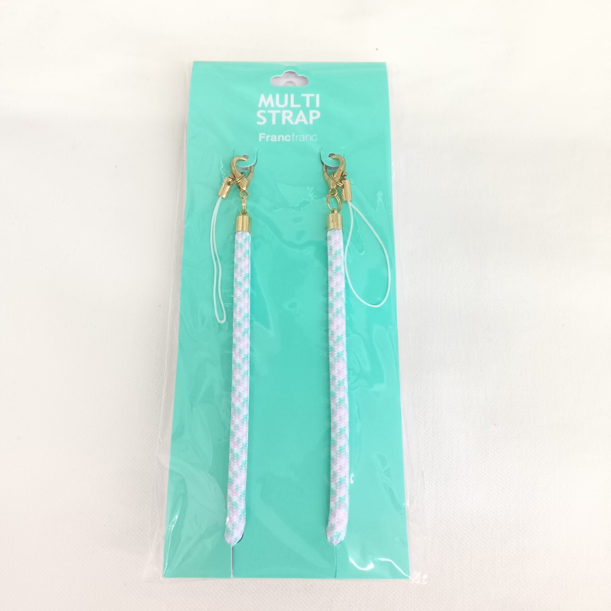 未使用品 未開封品 Francfranc フランフラン マルチストラップ カラフル ハンディファン ネックストラップ MNT ミントグリーン 25081801拍卖