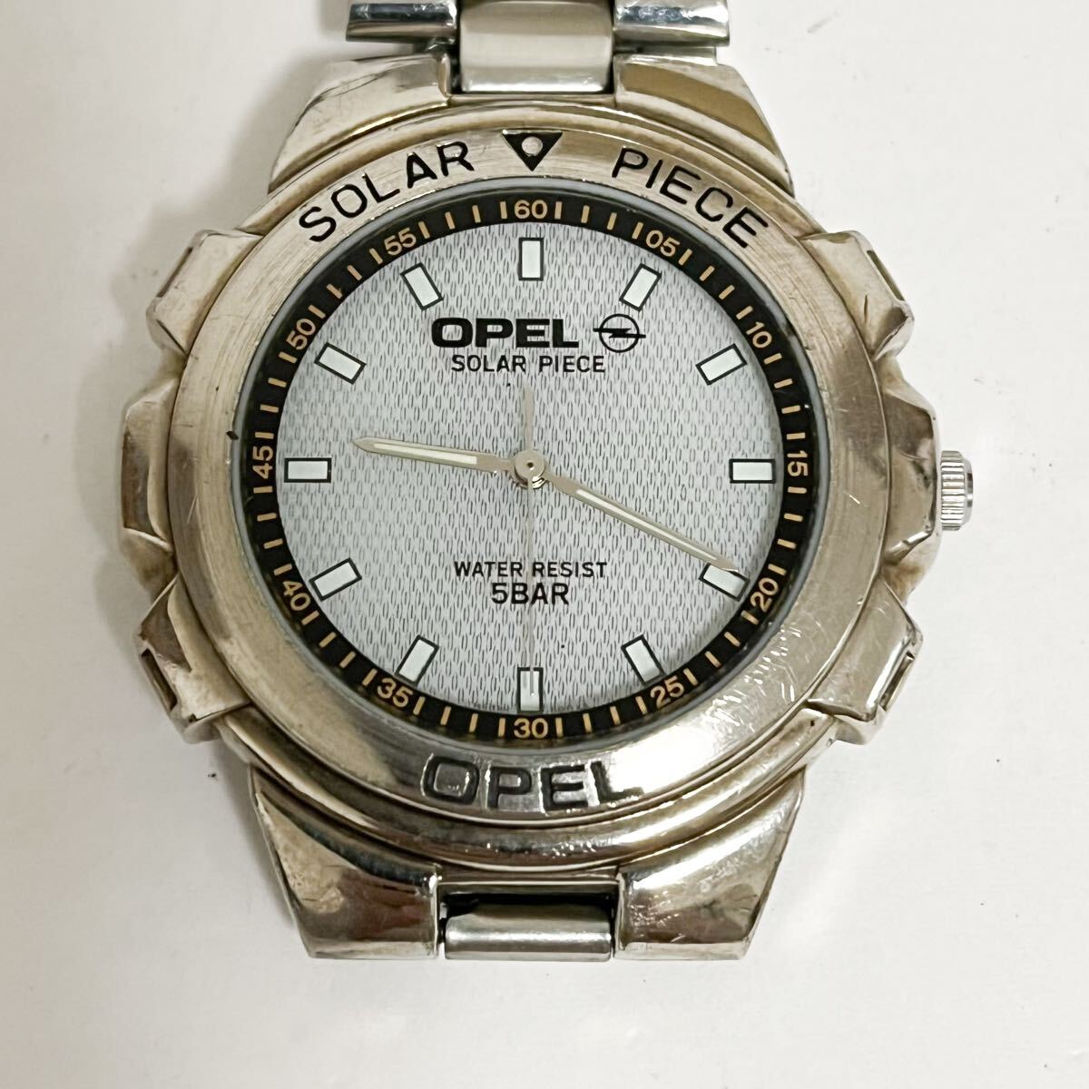 和822B OPEL SOLAR PIECE オペル ソーラー 3針 腕時計 ウォッチ グレー シルバー メタルバンド メンズ拍卖