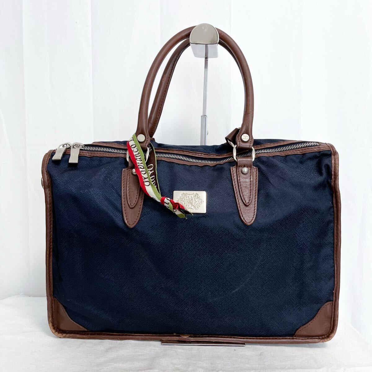 和825★ Orobianco オロビアンコ ビジネスバッグ ブリーフケース トートバッグ 肩掛けバッグ ネイビー メンズ拍卖