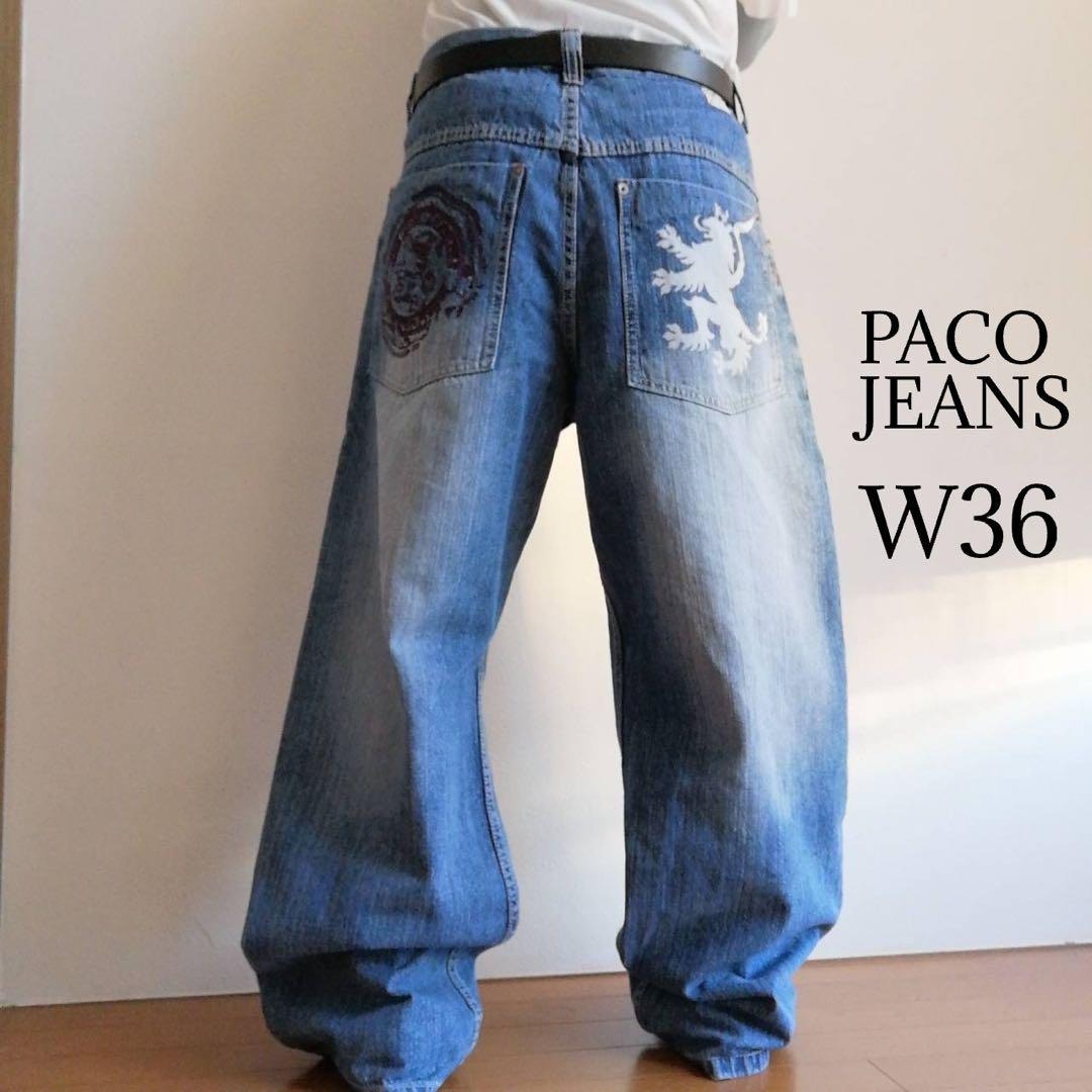 古着 PACOJEANS パコジーンズ バギーデニムパンツ ブルー ジーンズ メンズ W36 HIPHOP B系 スケーター 00s Y2K / 3796拍卖