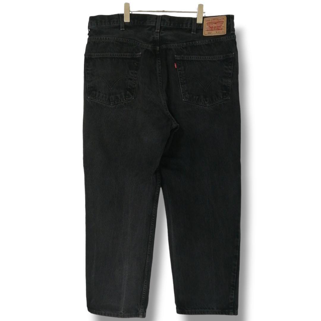 2004年製 00s Levi's リーバイス 550 RELAXED FIT テーパード ブラックデニムパンツ テーパード ジーンズ 極太 メンズ W42 古着 3452拍卖