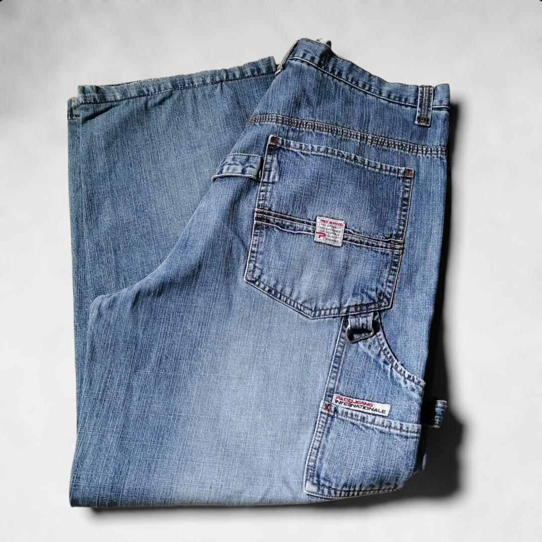 2000年代 パコジーンズ PACO JEANS バギーデニムパンツ ペインターパンツ 超極太 バギー ワイド 00s 古着 W36 メンズ 3669拍卖