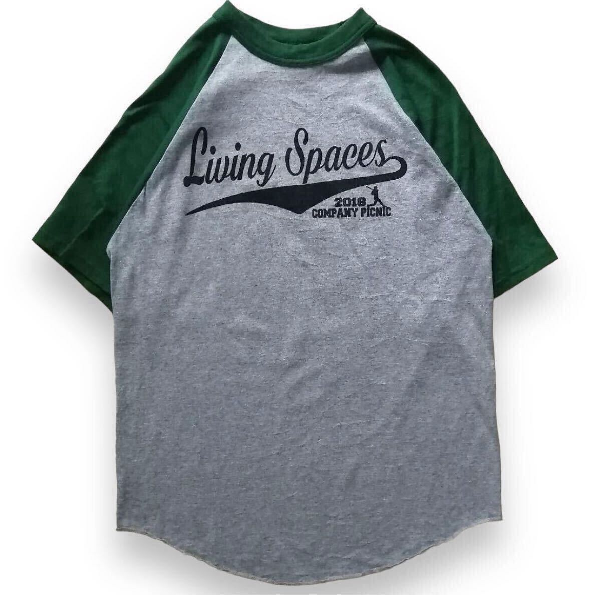 00s AUGUSTA オーガスタ ラグランTシャツ 半袖 両面プリント バックプリント ナンバリング ビッグロゴ 灰色×緑 USA アメカジ 古着 1384拍卖