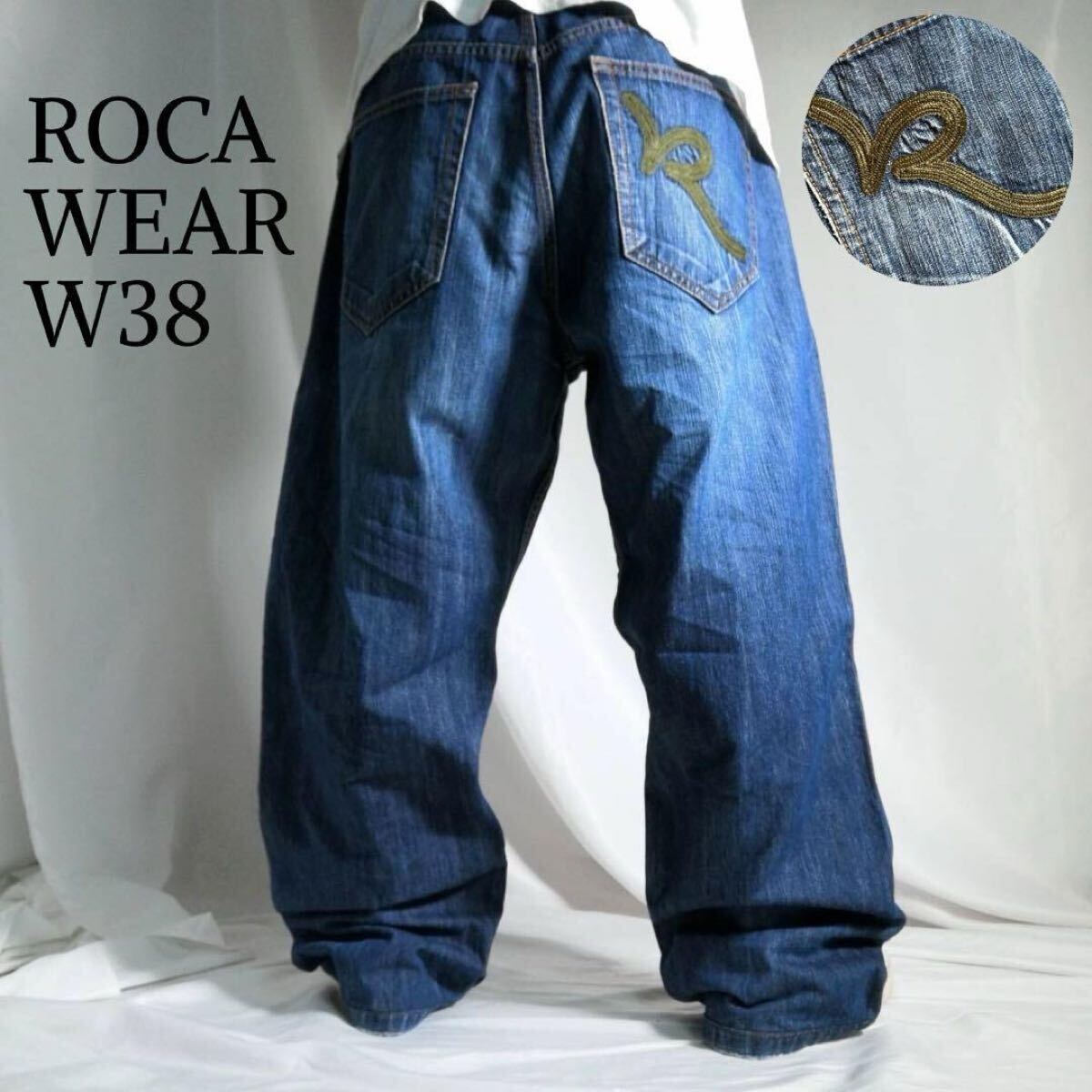 ROCAWEAR ロカウェア デニム バギーパンツ W38 ルーズフィット バギー ジーンズ ワイド ストリート ヒップホップ B系 古着 / 3737拍卖