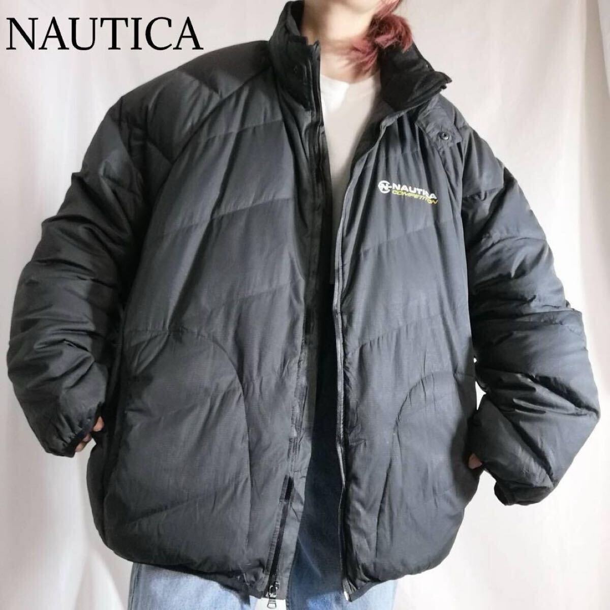 NAUTICA COMPETITION ダウンジャケット XXL ノーティカ コンペティション ビッグサイズ ストリート系 ブラック 黒 メンズ 古着 / N764拍卖