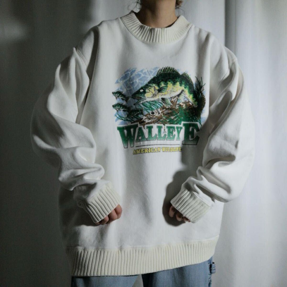 レア 90年代 古着 AMERICAN WILDLIFE トレーナー スウェット 2XL ウォールアイ 魚 ビッグシルエット メンズ ヴィンテージ / 2959拍卖