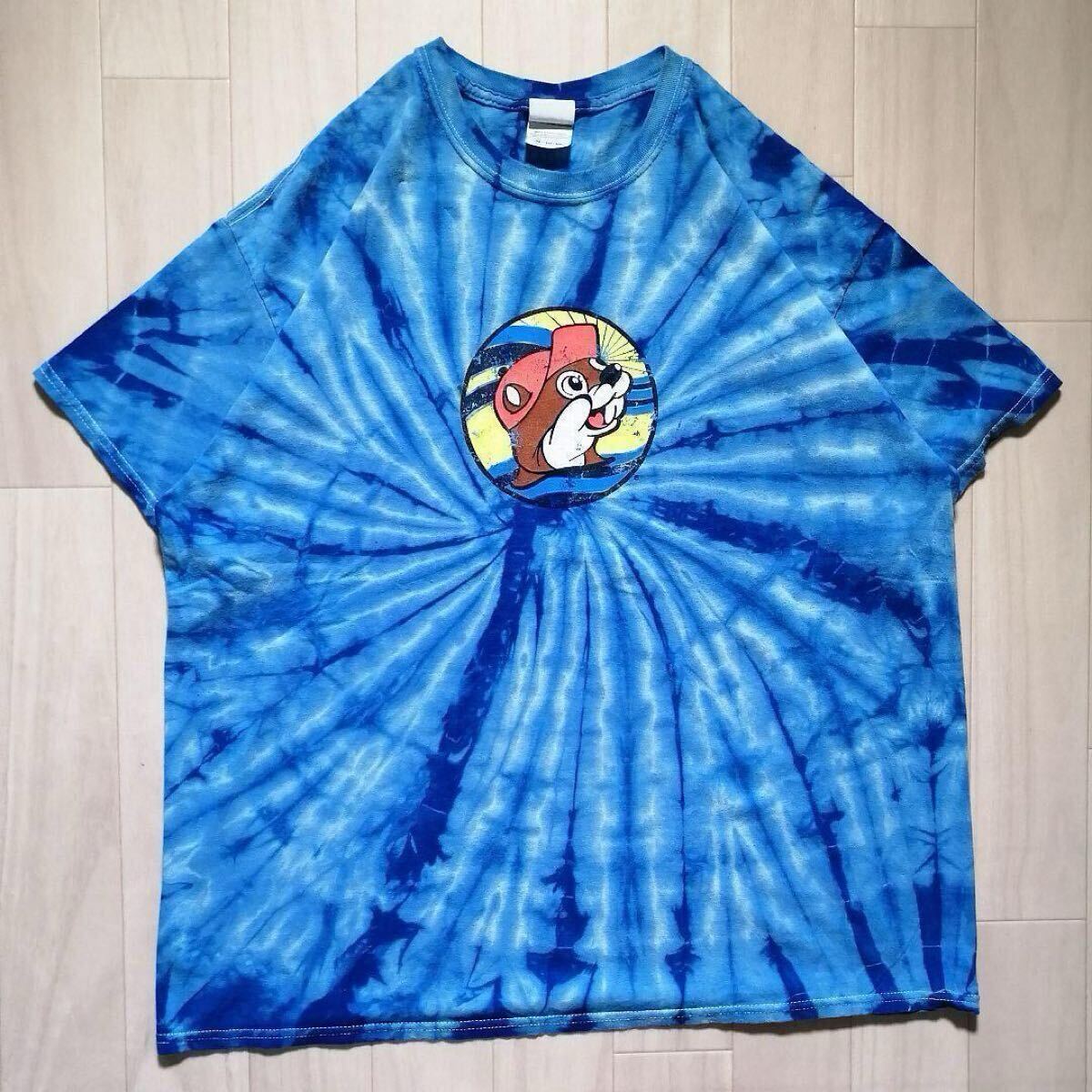 Buc-ee's バッキーズ タイダイ Tシャツ XL ブルー キャラクター アメリカ コンビニ 企業 オーバーサイズ ヴィンテージ 古着 / 1488拍卖