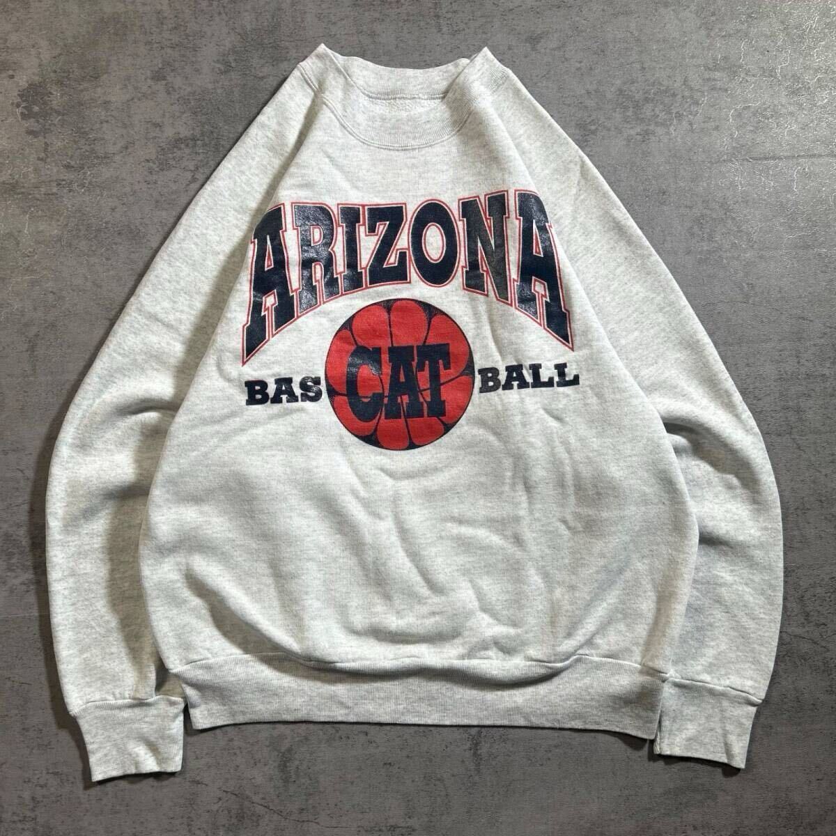 90年代 カレッジ スウェット アリゾナ大学 ワイルドキャッツ ARIZONA WILDCATS トレーナー バスケ メンズ M相当 古着 ヴィンテージ /2504拍卖
