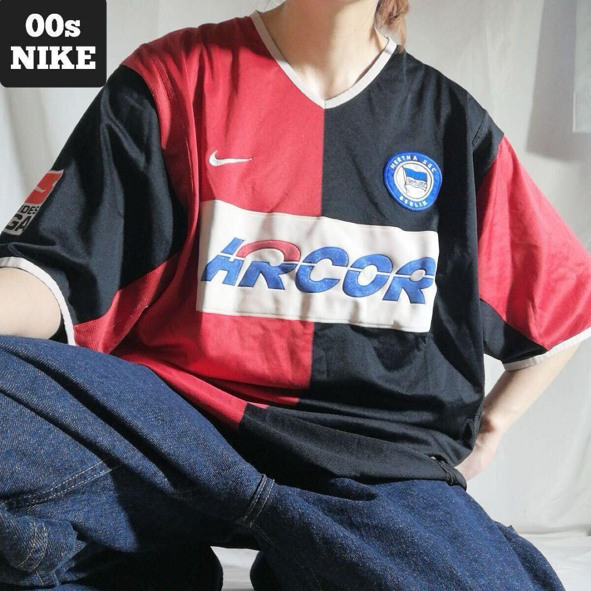 古着 00s NIKE ドイツ Bundesliga ヘルタベルリン ブンデスリーガ サッカーシャツ ユニフォーム ゲームシャツ メンズ XL 1684拍卖