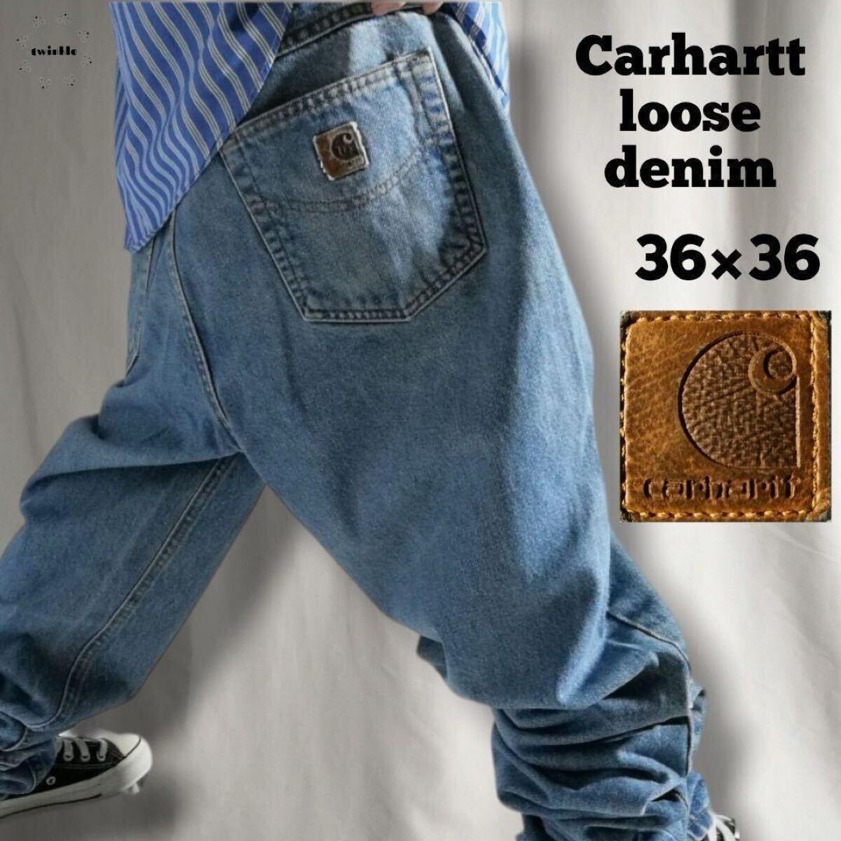 00s Carhartt カーハート デニムパンツ ジーンズ ルーズテーパード 極太 バギー メンズ W36 古着 2848拍卖