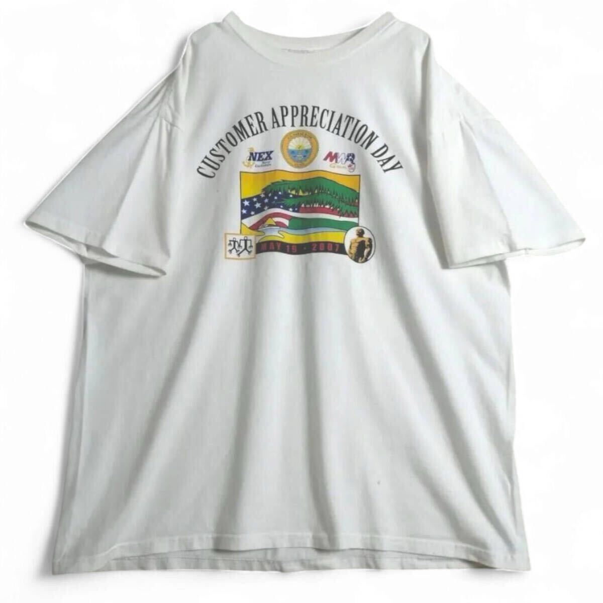 古着 00s Hanes COMFORT-T Tshirt ヘインズ 両面プリントTシャツ 企業 イベント 米軍 USED ヴィンテージ ホワイト 白 メンズXL / 1704拍卖