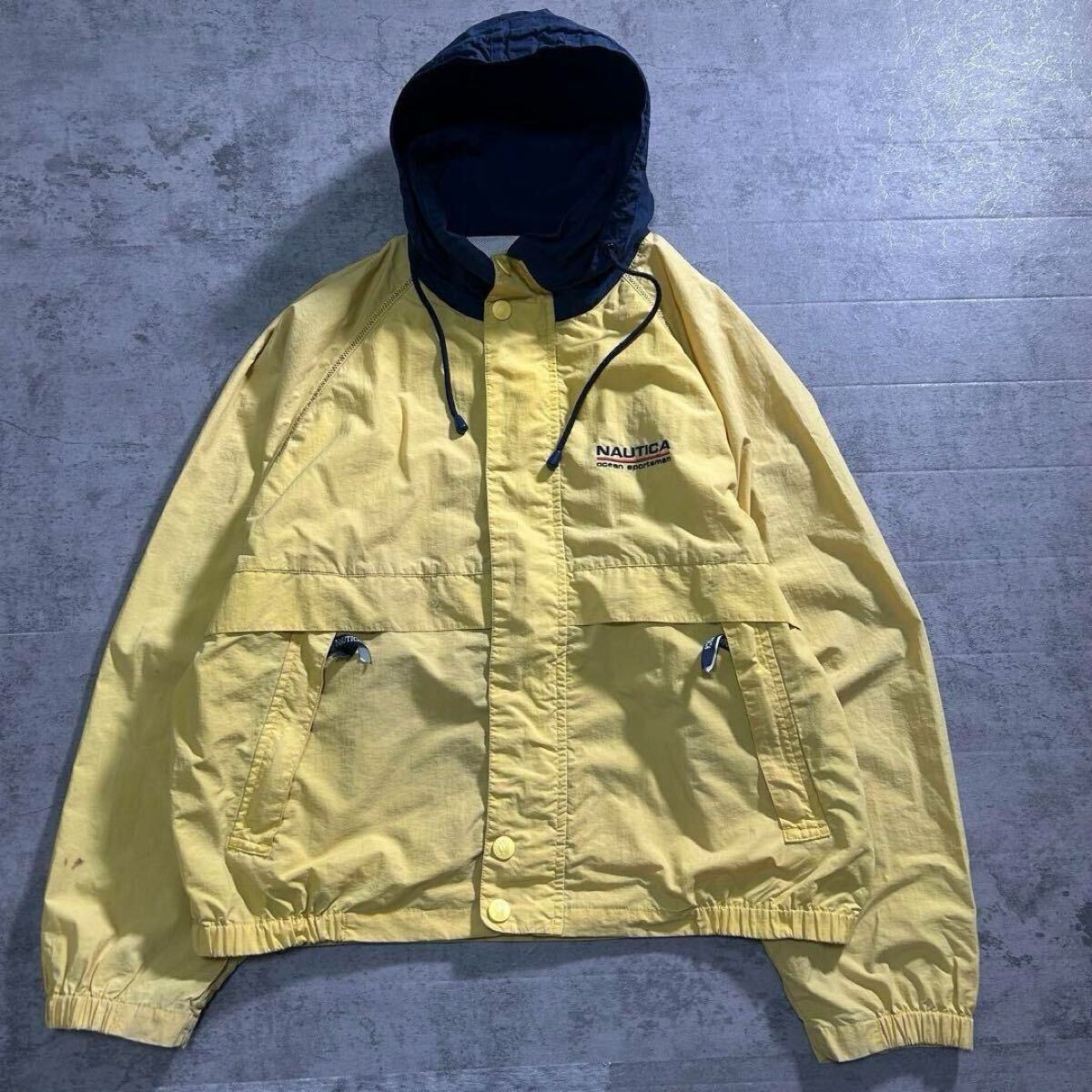 90年代 ノーティカ NAUTICA ノーチカ セーリングジャケット ナイロンジャケット ブルゾン ジャンパー イエロー メンズXL 古着 / N773拍卖