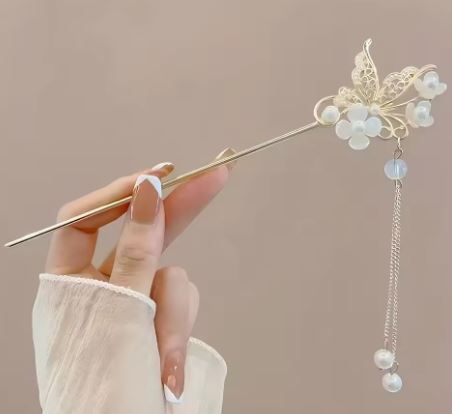 【新品】花柄ヘアスタイル ヘアピン エレガント 髪飾り 中国風 ヘアニードル 結婚式 パーティー ②拍卖