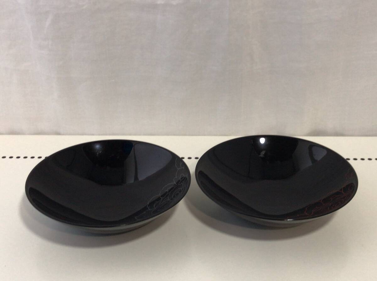 越前塗 ブラック 食器2枚セット B8拍卖