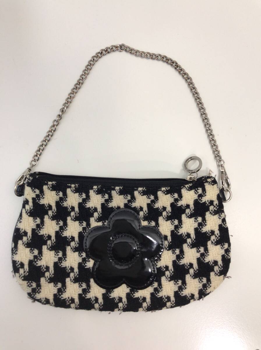 MARY QUANT ポーチ ホワイト ブラック チェック柄 マリークワント E21拍卖