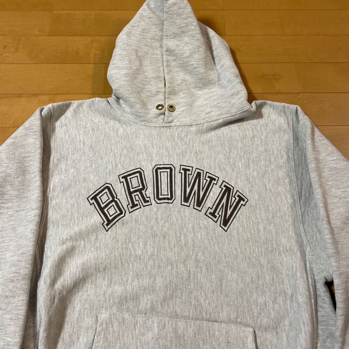 美品 BROWN 袖目無し チャンピオン リバースウィーブ パーカー USA製 ビンテージ スウェット Champion 90s拍卖