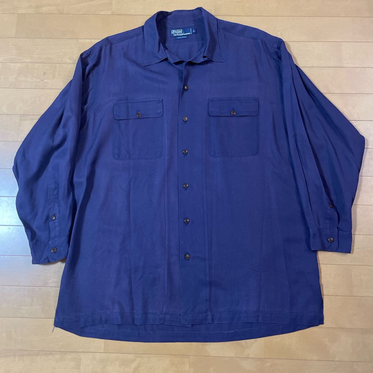 レーヨン パープル 長袖 ralph lauren シャツ オープンカラー ラルフローレン 開襟 ビンテージ caldwell STEWARD拍卖