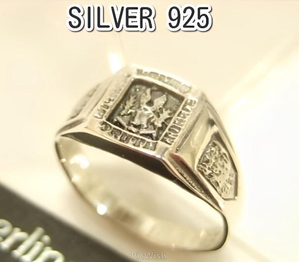 横浜最新 シルバー925SILVER銀リング♪魅惑のカレッジリング角型 13~29号 メンズレディース 送料無料 指輪17(サイズを必ずお知らせ下さい)拍卖