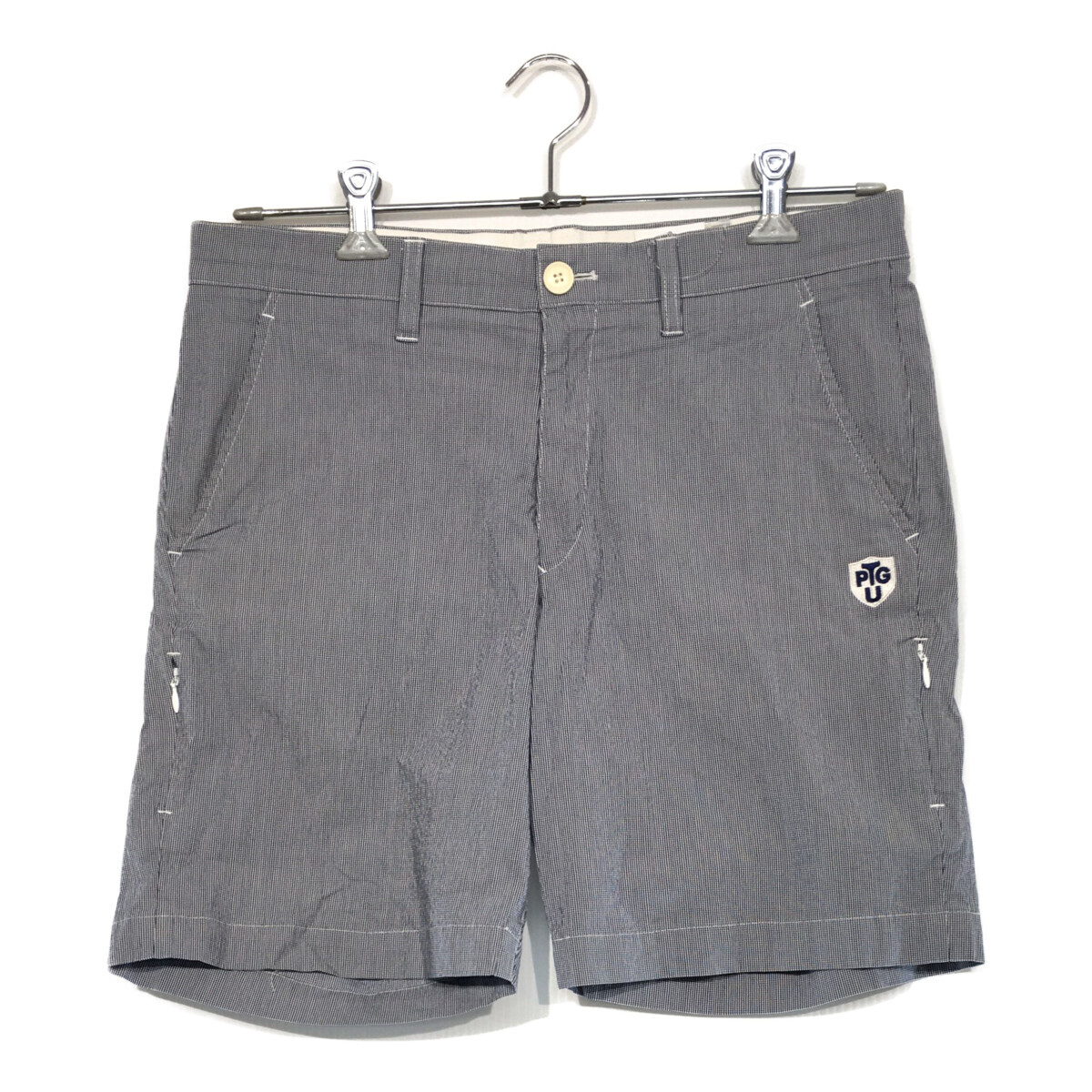 coco 中古【値下げ】 パーリーゲイツ PEARLY GATES メンズ ハーフパンツ 5(L) 紺×白 ネイビー チェック レターパックプラス発送可 101488拍卖