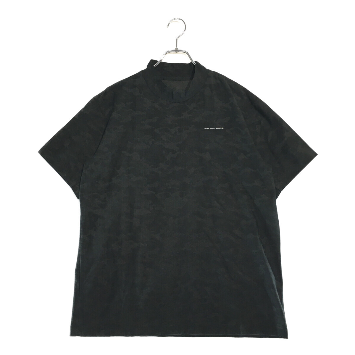 coco 未使用品【値下げ】 ジュン&ロペ JUN&ROPE メンズ 半袖シャツ XL 黒 ブラック カモフラ柄 モックネック ネコポス発送可 118841拍卖