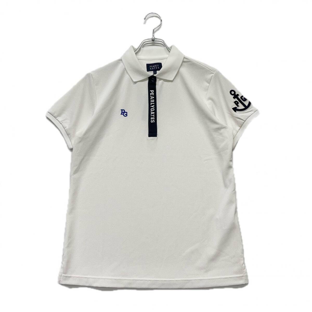 coco 未使用品【値下げ】パーリーゲイツ PEARLY GATES レディース 半袖ポロシャツ 2(L) 白 ネコポス発送可 K018247拍卖