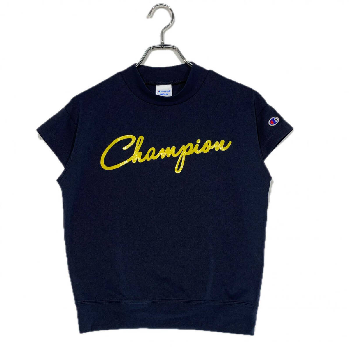 coco 中古【値下げ】 チャンピオンゴルフ Champion レディース 半袖シャツ M 紺 ネイビー モックネック ネコポス発送可 102732拍卖
