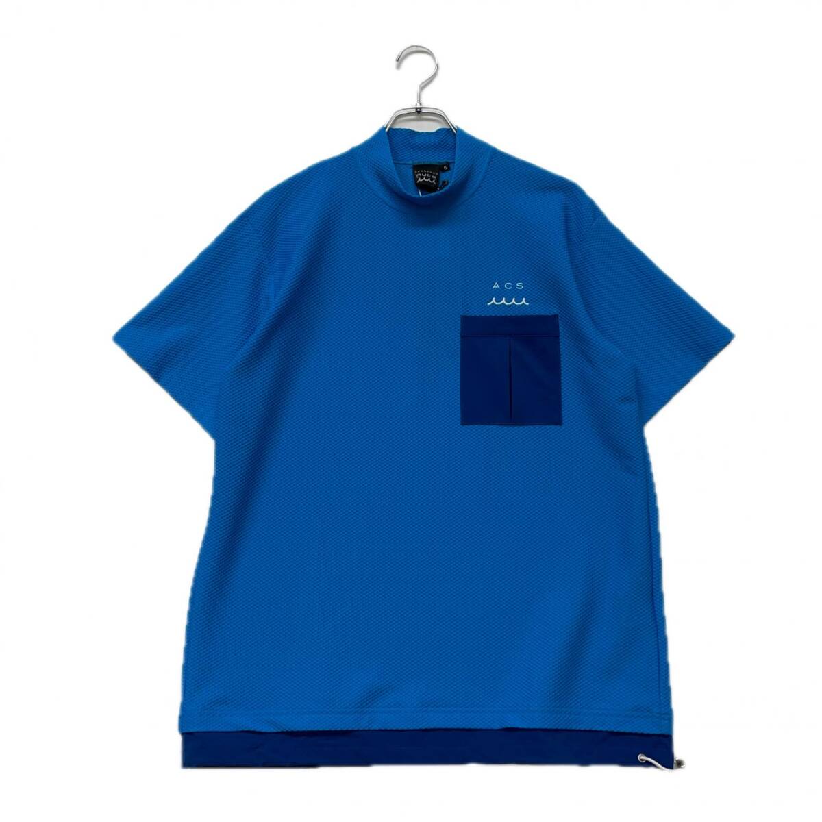 coco 未使用品 ムータマリン メンズ 半袖モックネックシャツ M ブルー 吸水速乾 スピンドル レターパックプラス発送可 K021237拍卖