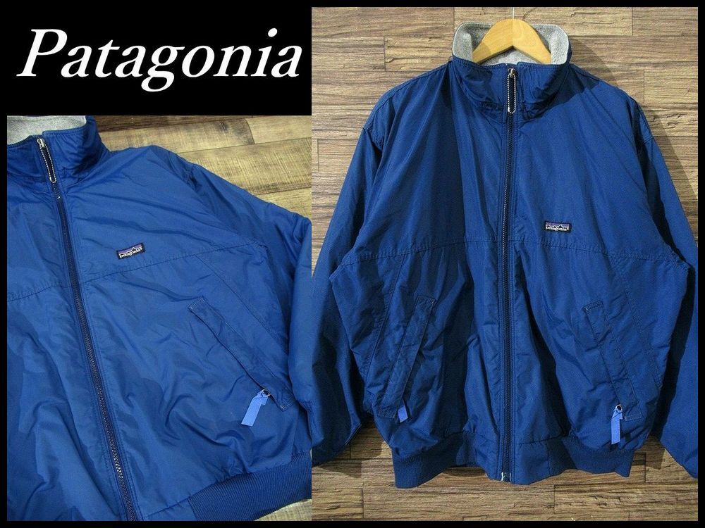送無 古着屋購入 90s オールド ビンテージ USA製 Patagonia パタゴニア 23121 F2 92年製 裏地フリース シェルドシンチラ ジャケット ブルー拍卖