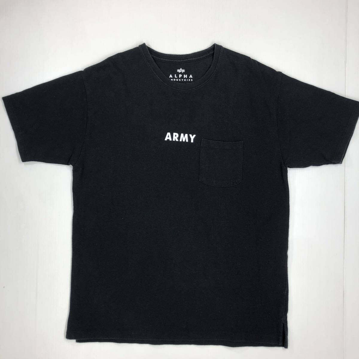 ALPHA INDUSTRIES アルファ 半袖Tシャツ 胸ポケット 丸首 メンズ Sサイズ 48-21拍卖
