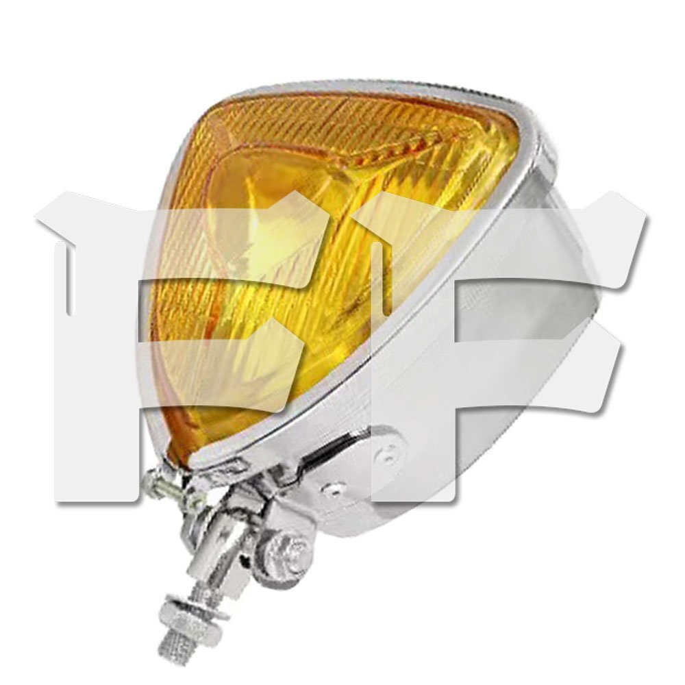 送料無料.. オートバイ レトロ ヘッドライト イエロー ホンダ カワサキ ヤマハ スズキ BMW ハーレー (クローム) FG-T 新品拍卖