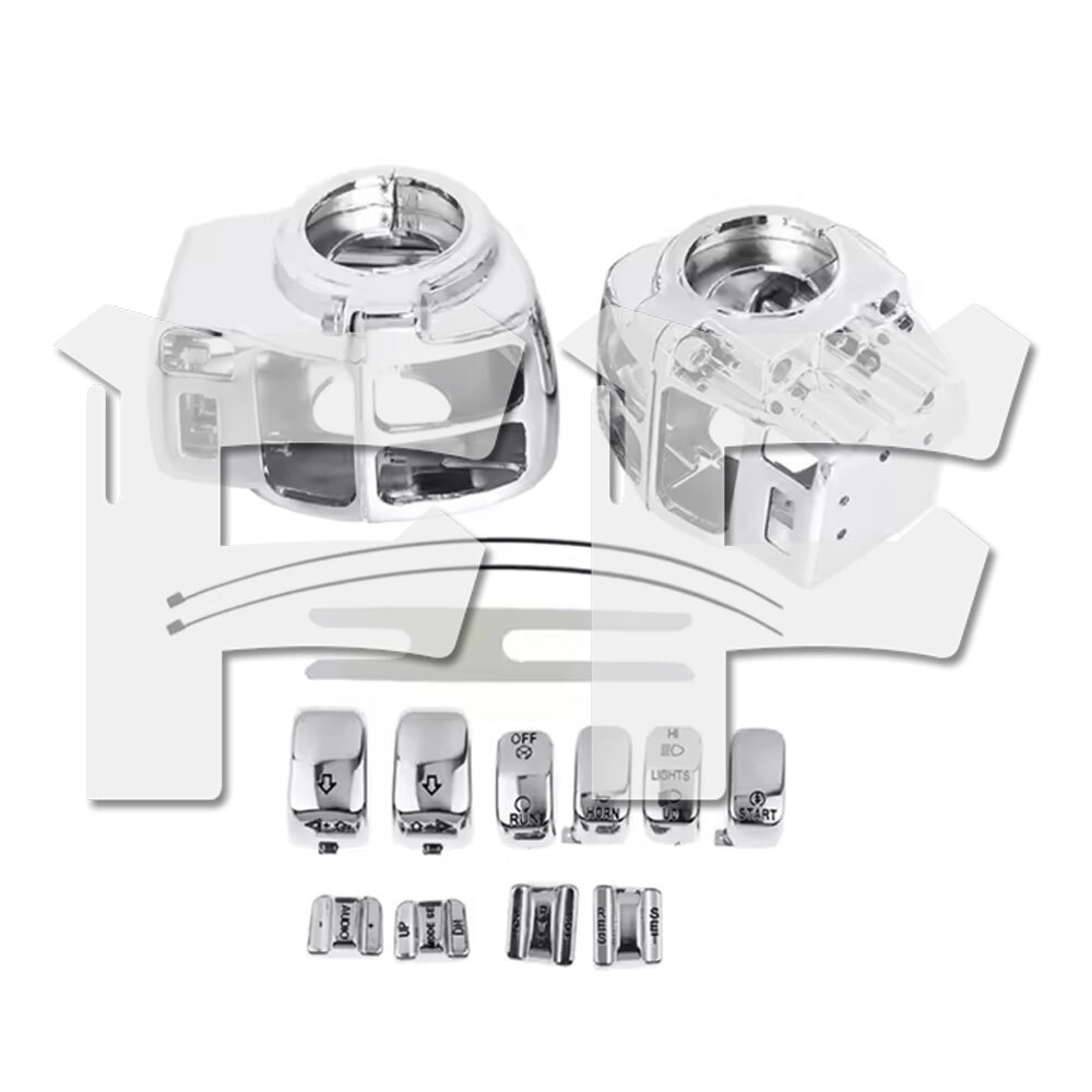 ハーレー ツーリング 96-13 ハンドコントロールスイッチハウジング スイッチ カバー ボタン キャップ 25mm シルバー パーツ拍卖