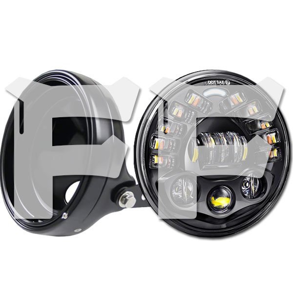 ハーレー ヤマハ ホンダ スズキ カワサキ 7インチ 70W ヘッドライト ハウジング Hi.Low.DRL.ウインカー HL-B-MS-8088C-RL 新品拍卖