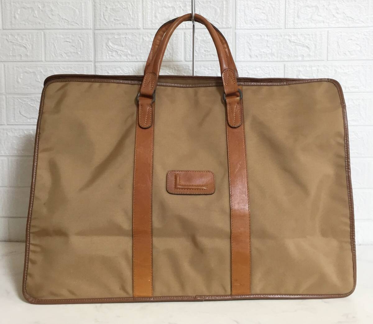 no37207 LANCEL ランセル ヴィンテージ レザー ナイロン ハンド トート ボストン バッグ拍卖