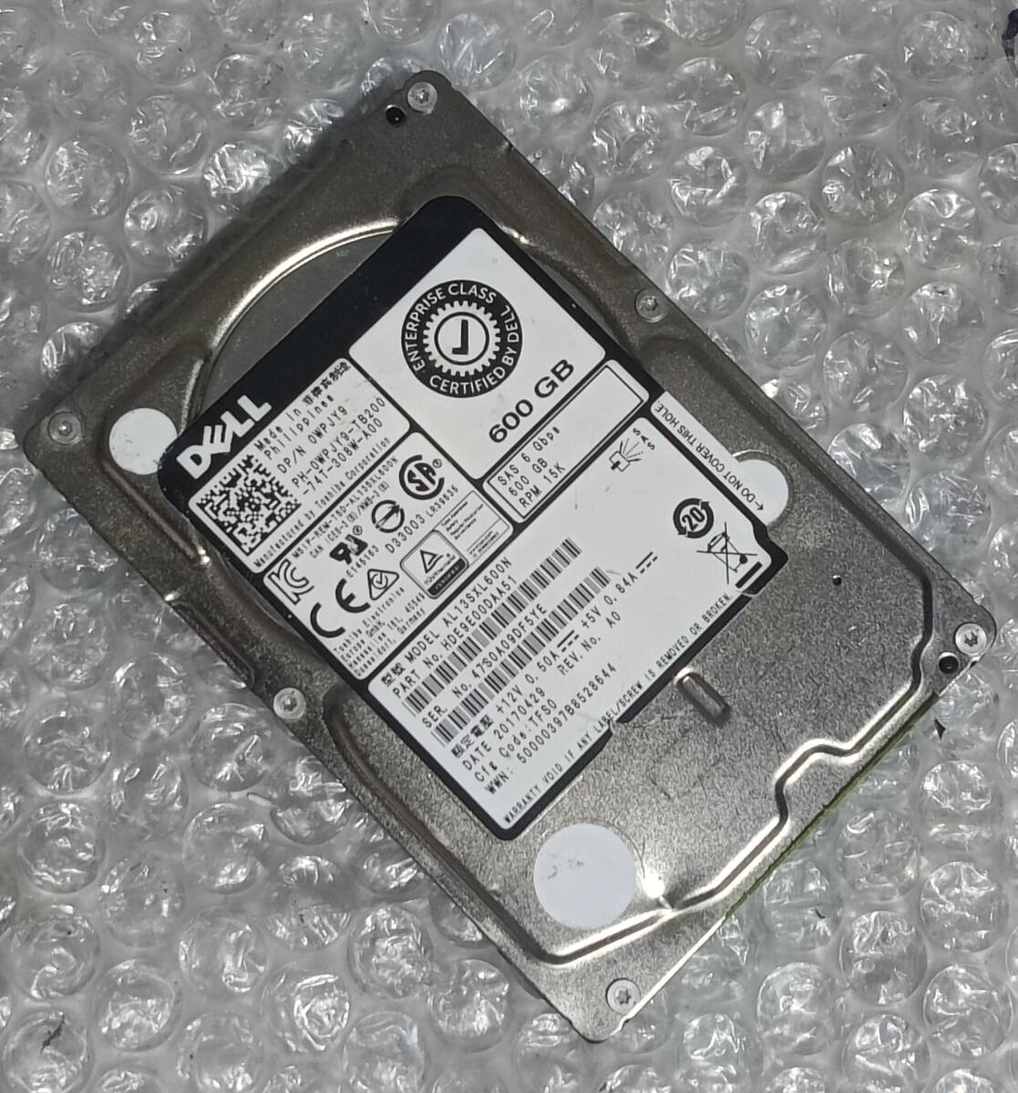【中古パーツ】 2.5インチ DELL AL13SXL600N 15K 600GB SAS HDD 正常/健康品 1台■ SAS3107拍卖