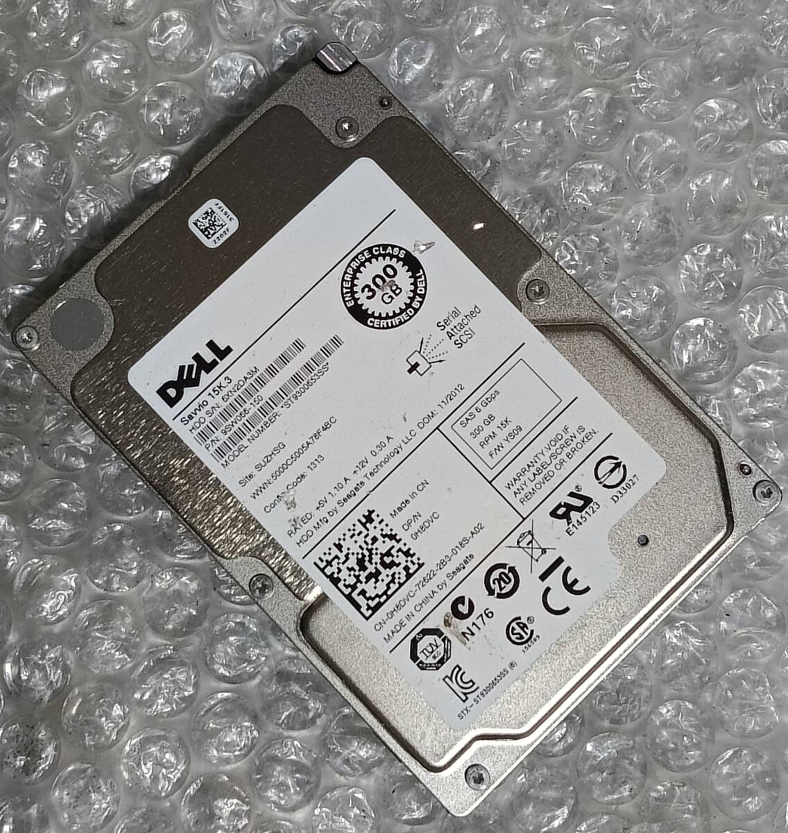 【中古パーツ】 2.5インチ DELL ST9300653SS 15K 300GB SAS HDD 正常/健康品 1台■SAS3121拍卖